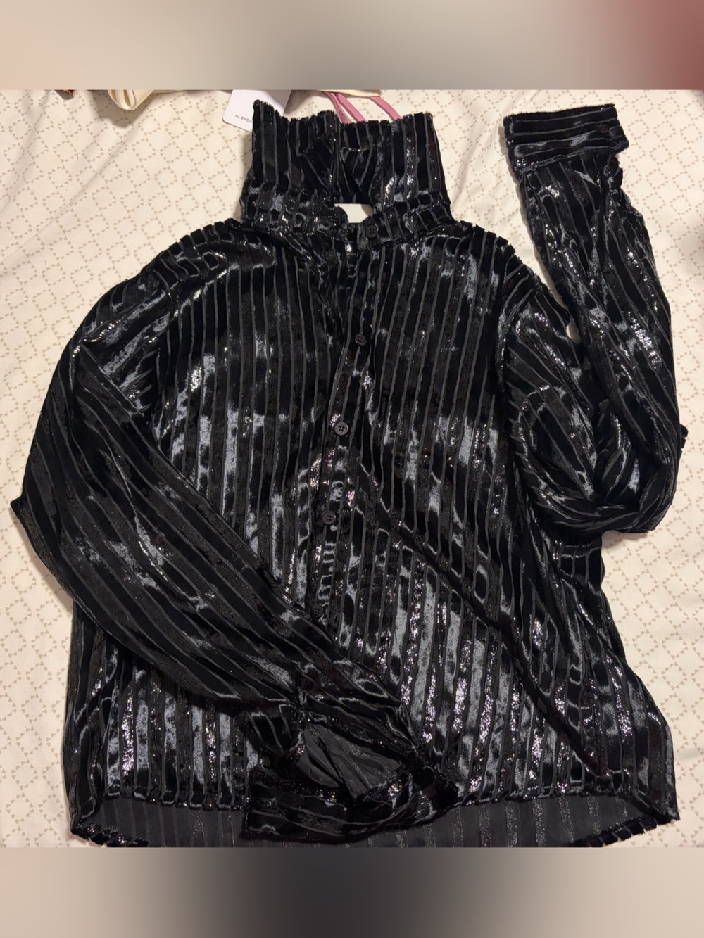 Black Velvet Striped Blouse Blazer